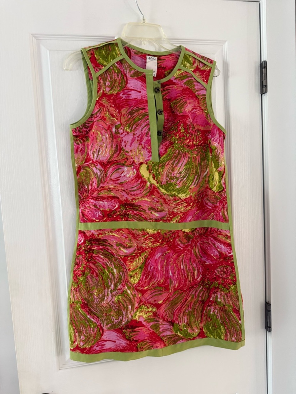 Ali Ro Hot Pink and Olive Green Sleeveless Mini Dress